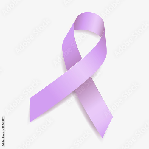 Lavender ribbon awareness General Cancer. Isolated on white background. Vector illustration.