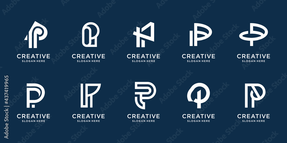 Set of letter P logo design template. icons for business of luxury, elegant, simple. Premium Vector Set of letter P logo design template. icons for business of luxury, elegant, simple. Premium Vector