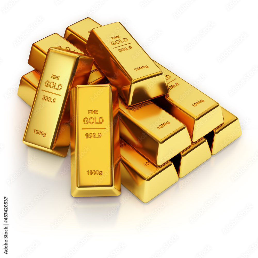 Gold bars on a white background Gold bars on a white background
