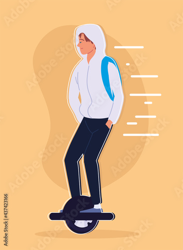 guy riding an electric monowheel
