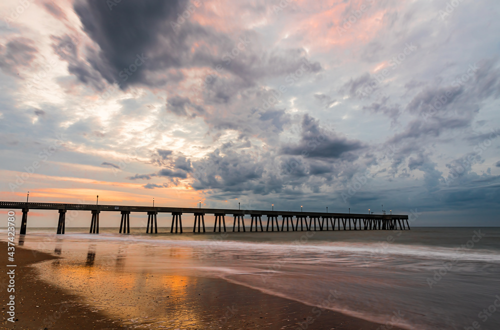Wrightsville beach at sunrise with dramatic clouds
