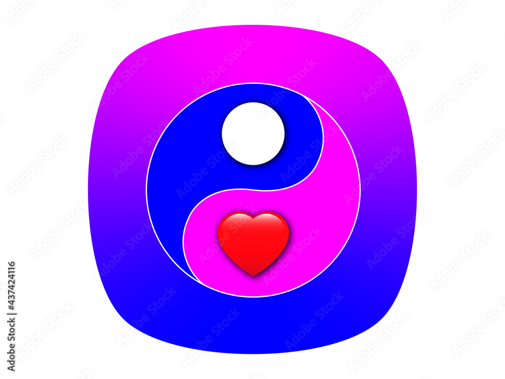 Yin Yang Meaning in Love and Relationships App icon.Vector Yin Yang Meaning in Love and Relationships App icon.Vector