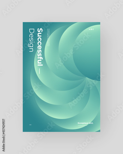 Abstract Placard, Poster, Flyer, Banner Design. Colorful illustration on vertical A4 format. 3d geometric shapes. Decorative neumorphism circles backdrop.