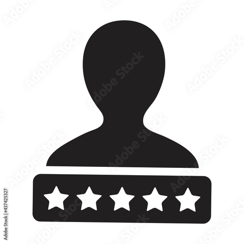 5 Star rating icon for social credit score system vector male user person profile avatar symbol for in a glyph pictogram illustration