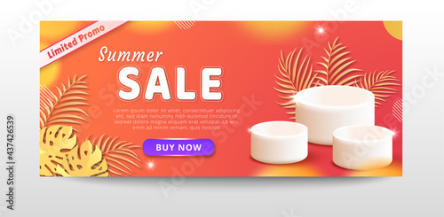 Summer sale web banner template with vibrant gradient color
