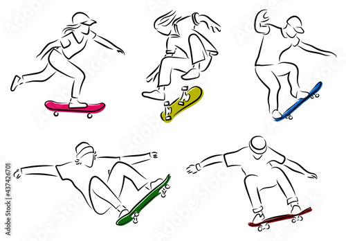 Skateboard Kontur Zeichnungen Vektor Grafik Lineart