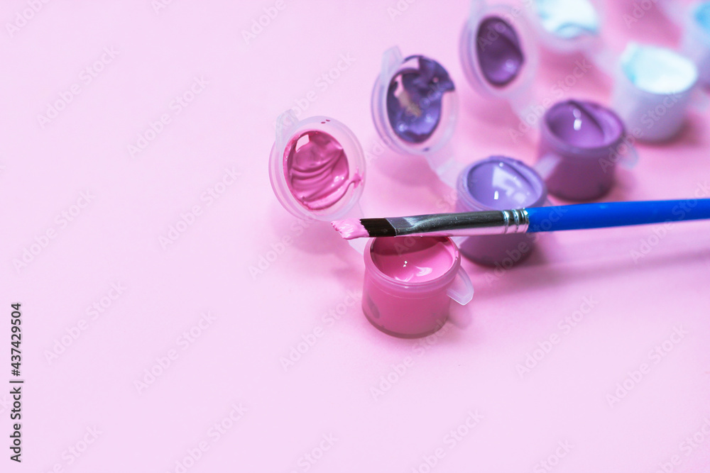 Painting set: Brushes, multicolored acrylic, painting by Number Kits hobby.