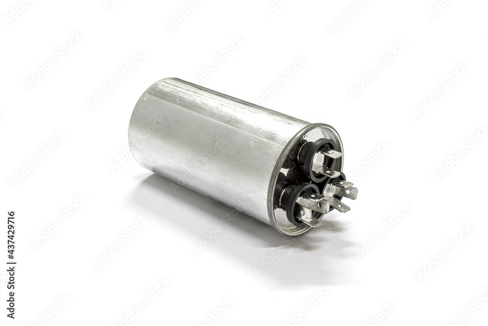 Air conditioner capacitor, isolated, Home appliances repair service.