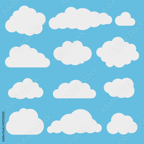 clouds simle elements light grey on blue vector isolated
