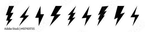 Set of thunderbolt and lightning icons