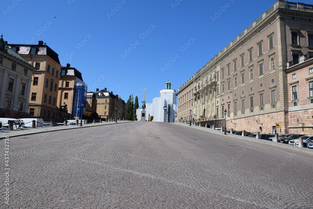 Slottsbacken beside the royal palace in Stockholm Sweden 