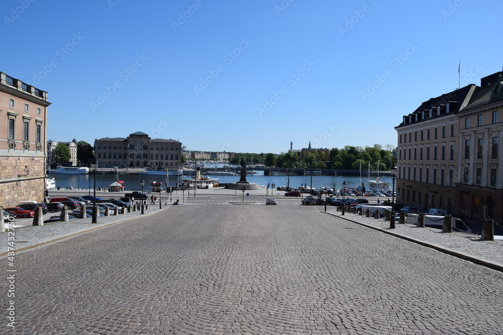 Slottsbacken beside the royal palace in Stockholm Sweden 
