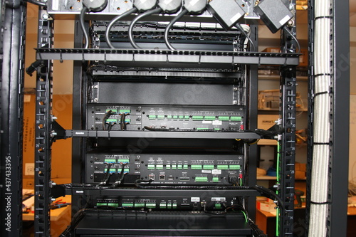 Telecommunication rack with the necessary communication and control equipment.