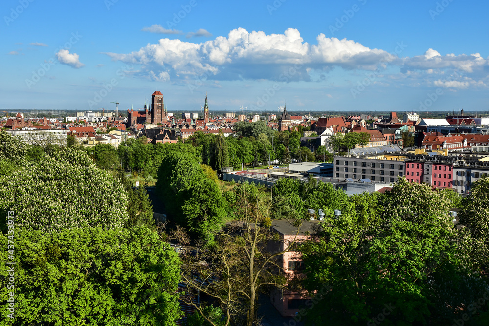 Panorama of the old town of Gdansk from Mount Gradowa, Poland