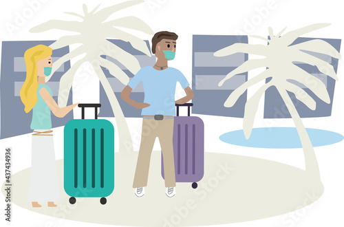 Paar verreist währed Coron Pandemie in Hotel