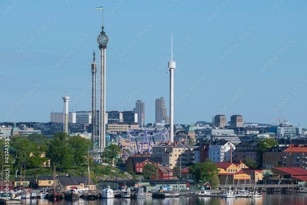 Stockholm skyline with various high buildings and towers 