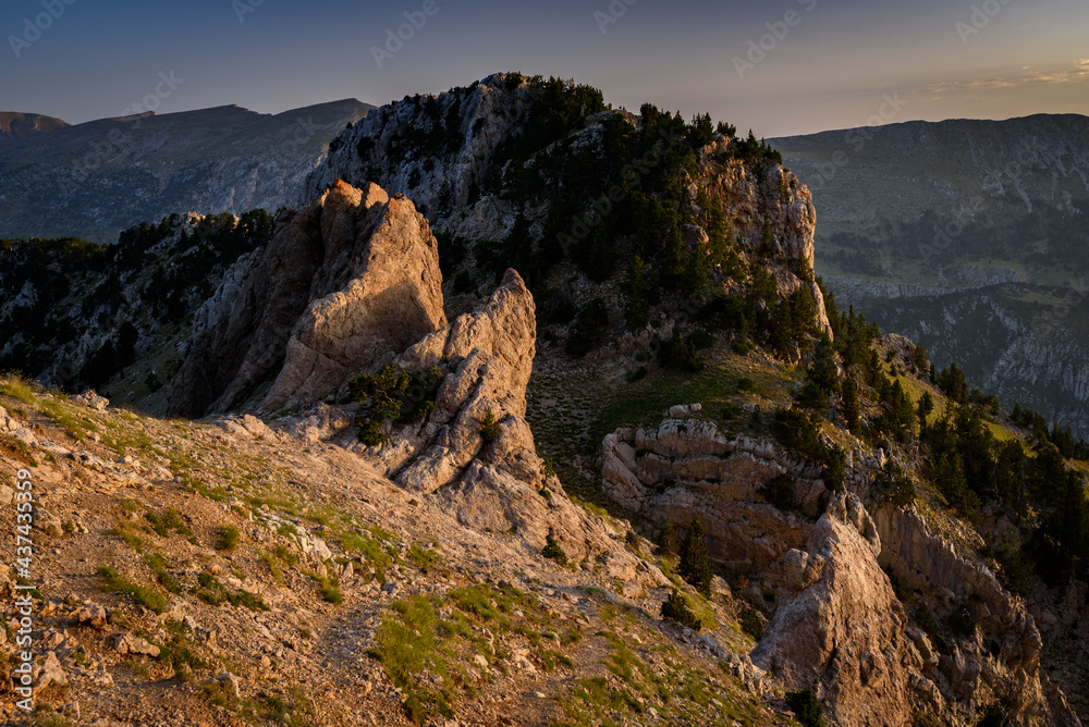 Fototapeta premium Summer sunrise from the Verdet mountain pass in Pedraforca (Barcelona province, Catalonia, Spain)