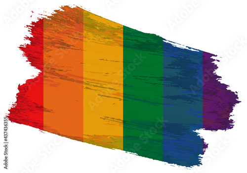 striped six-color lgbt community flag as a brush stroke on a white background. pride symbols
