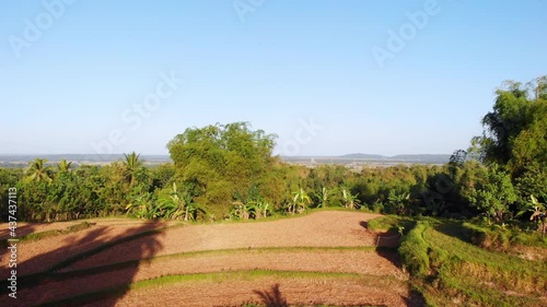 Aerial view over farmland in mountains, Philippines photo