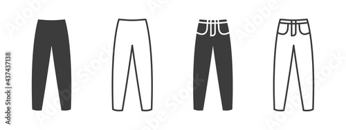 Pants icons. Men's jeans or pants sign icons. Clothing symbol. Vector illustration