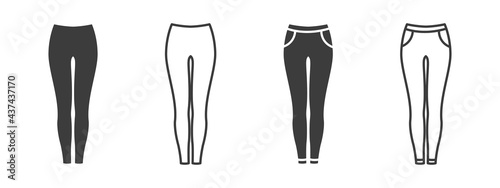 Pants icons. Women's pants or pants signs. Clothing symbol. Vector illustration