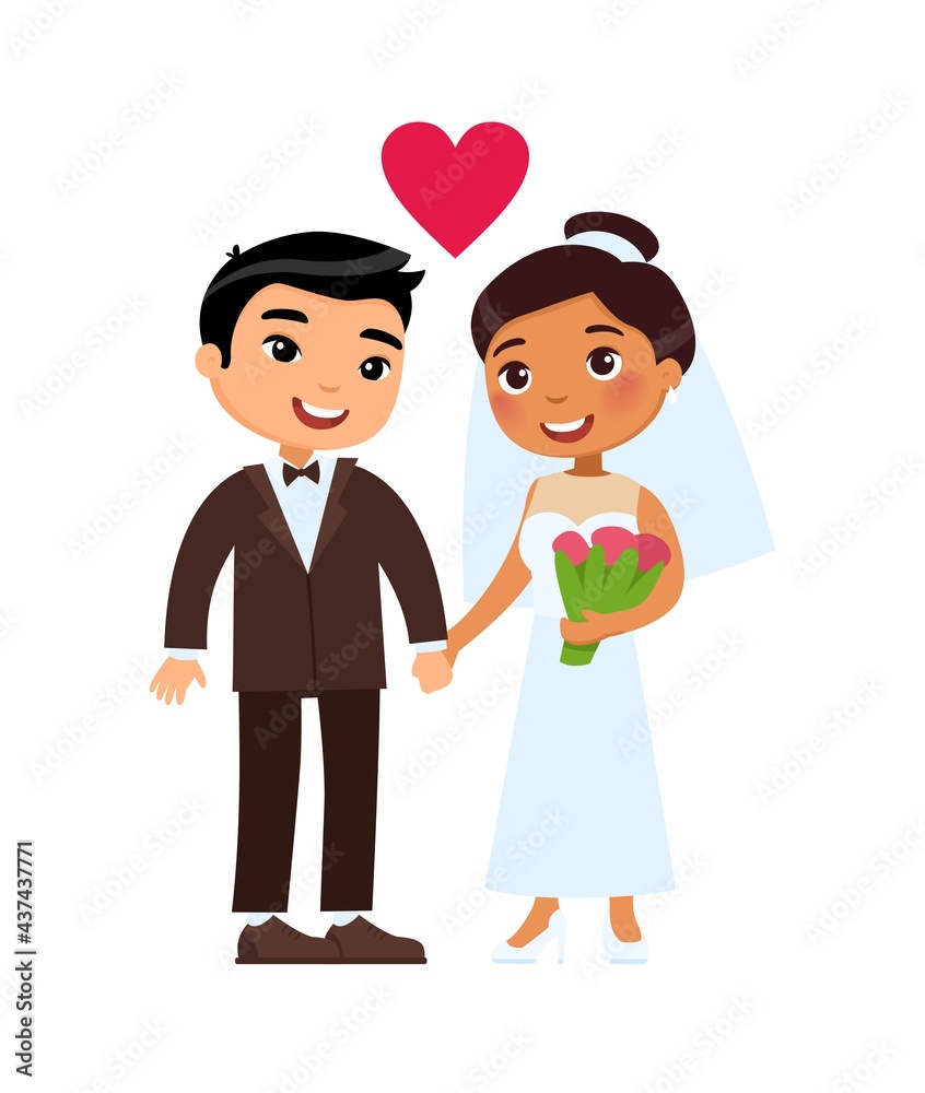 Multiracial husband and wife. International marriage concept ...