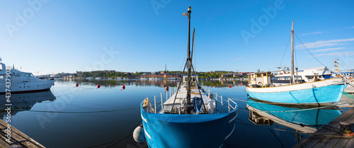 Photography Boats in the harbour of Stockholm a summer morning