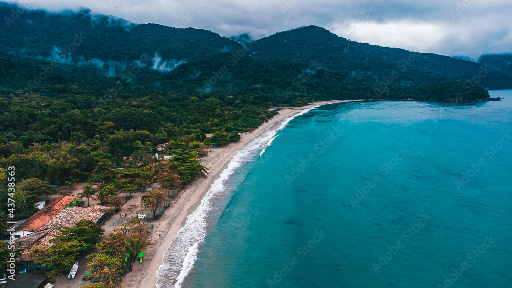 Winter Autumm Cold Island Fog Beach Rainforest Background Nature Trees Leaves Green Blue Landscape Cloud Castelhanos Ilhabela Brazil