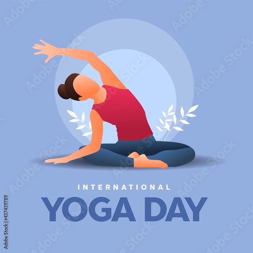 international yoga day. yoga body posture. Woman practicing yoga. vector illustration design