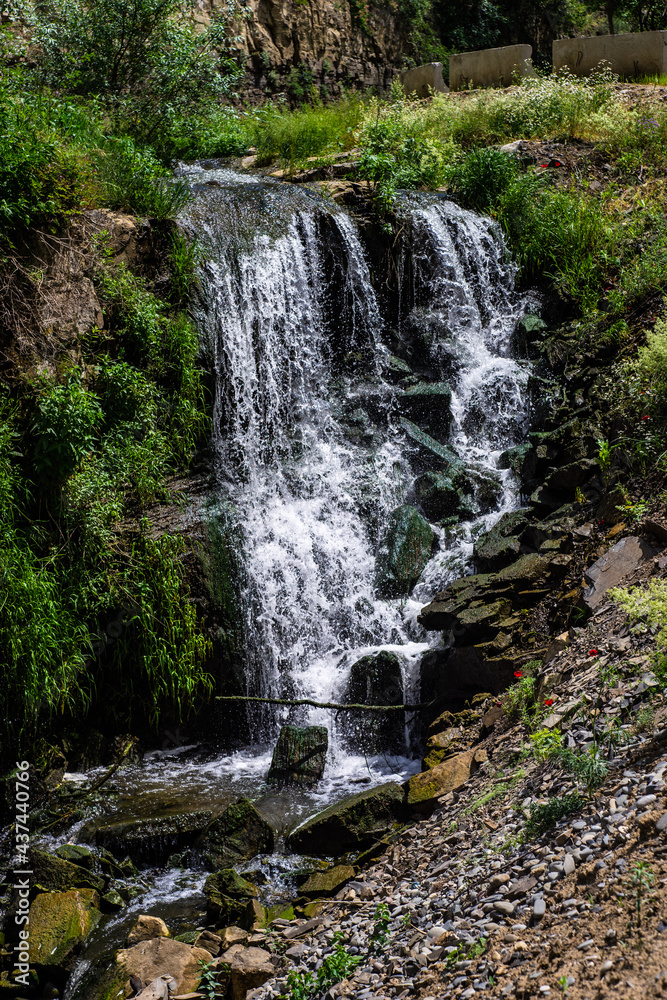 Summer landscape with waterfall