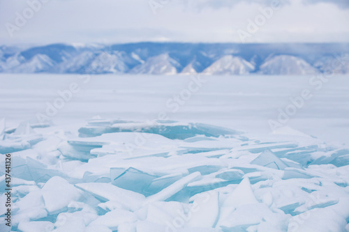 Transparent ice floe. Baikal lake
