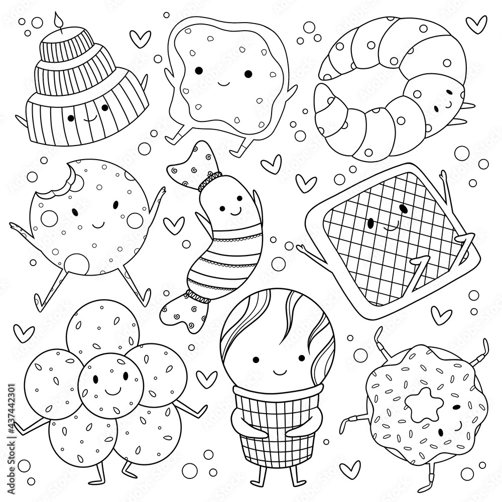 coloring page with sweets for kids Stock Illustration | Adobe Stock