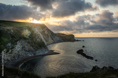 Sunrise over Man O' War Cove in Dorset, United Kingdom