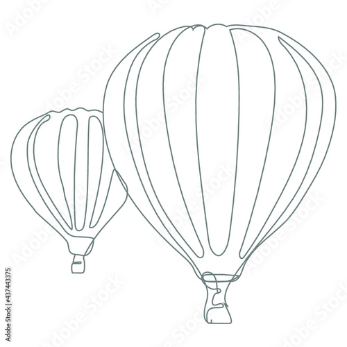 Single line drawing hot air balloon, where one line makes the entire picture.