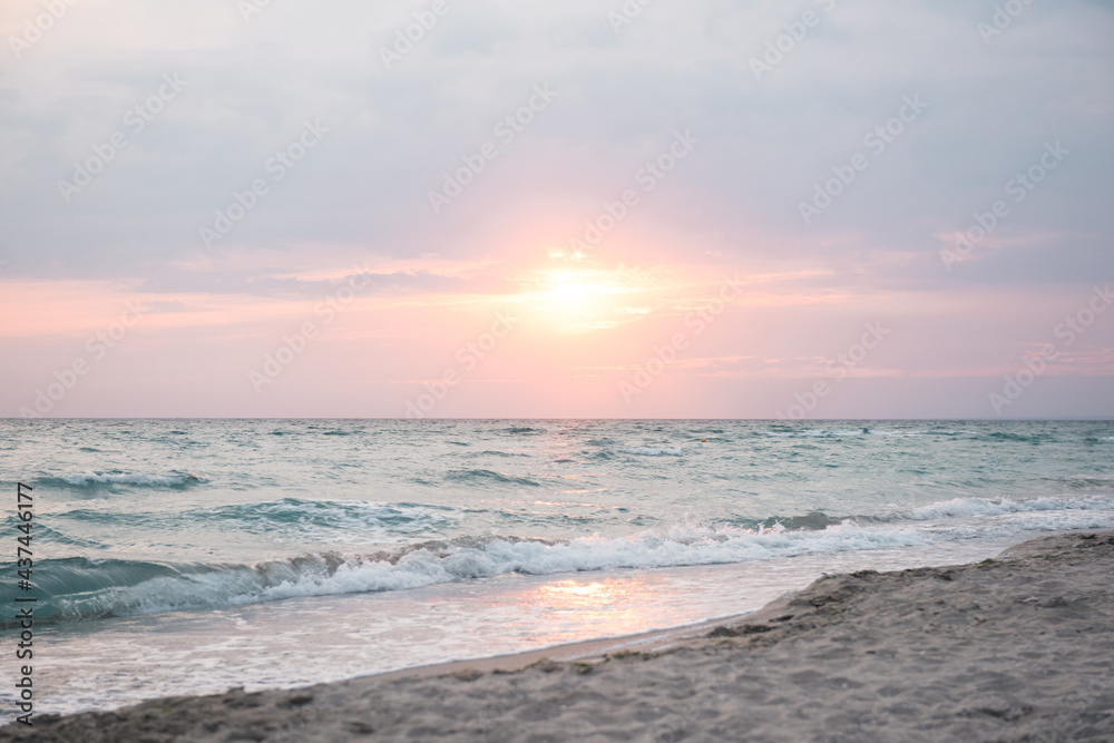 Sunset sea with beach

