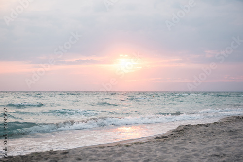 Sunset sea with beach 