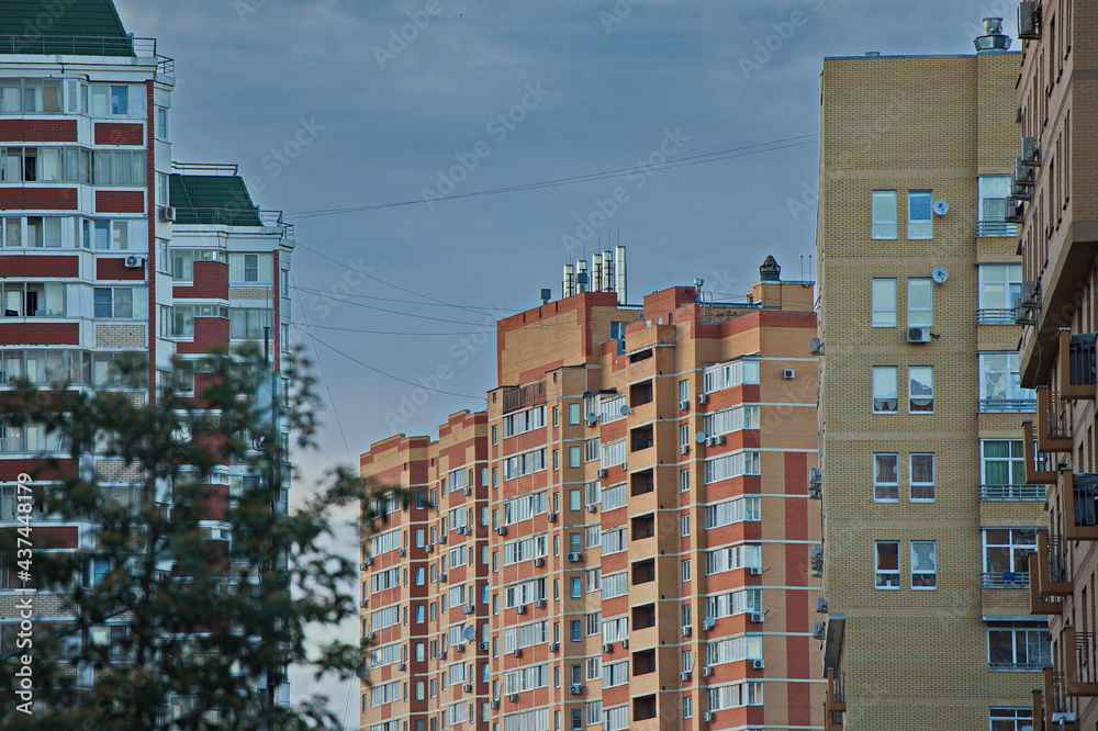 New buildings in Moscow on a cloudy summer evening. New buildings in Moscow on a cloudy summer evening.