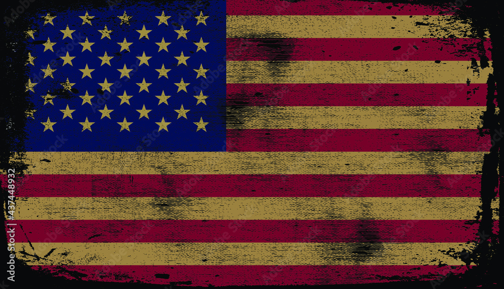 Vintage usa flag background with isolate grunge borders. Vector ...