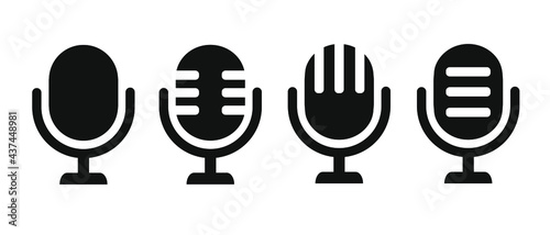 Microphone vector icon set isolated on white background. podcast icon vector. Voice vector icon, Record. Microphone - recording Studio Symbol. Retro microphone icon