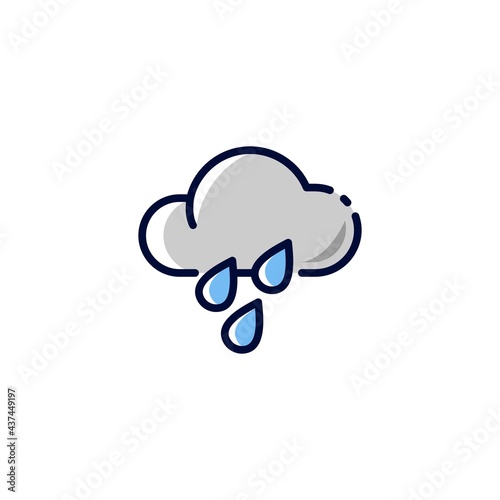 rain icon design  with Cloud and water drop symbol vector illustration simple modern line style, isolated on white background