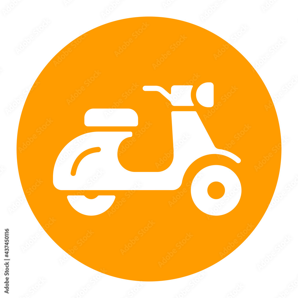 Scooter moped vector white glyph icon isolated Scooter moped vector white glyph icon isolated