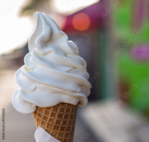 soft serve vanilla ice cream cone stock photo 