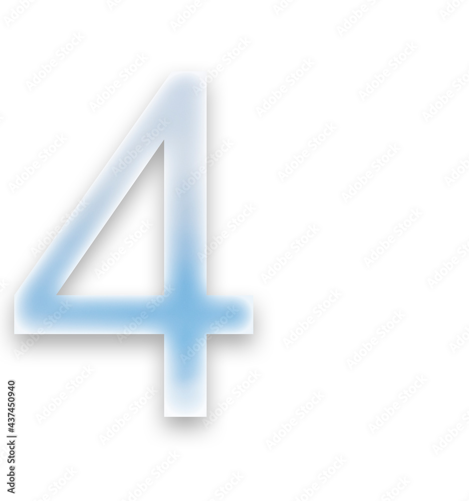 typographic number 4 filled with an image of clouds on a transparent background.. typographic number 4 filled with an image of clouds on a transparent background..