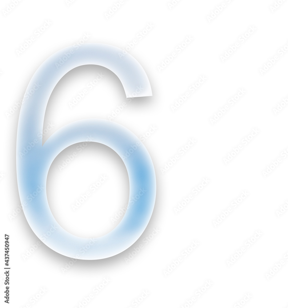 typographic number 6 filled with an image of clouds on a transparent background.. typographic number 6 filled with an image of clouds on a transparent background..