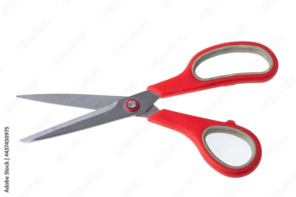 Used red scissors on white background Used red scissors on white background
