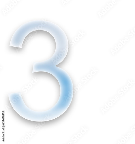 typographic number 3 filled with an image of clouds on a transparent background..