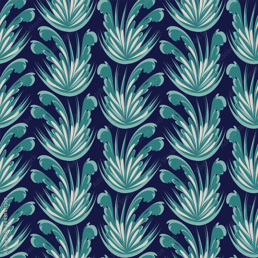 Vector damasc floral ornament seamless pattern background