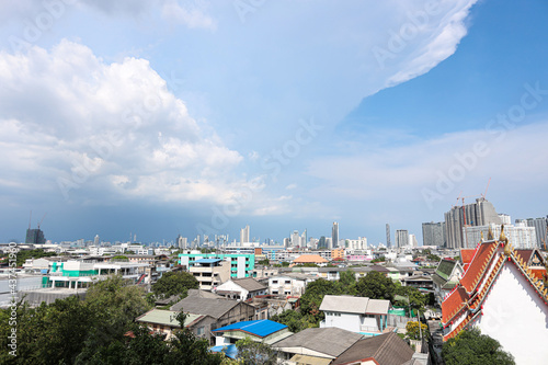 Cityscape of Bangkok with cloudy sky. photo