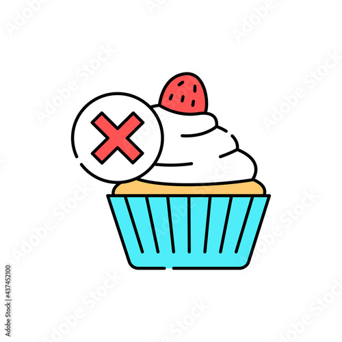 Forbidden food line color icon. Diabetes. Medical equipment