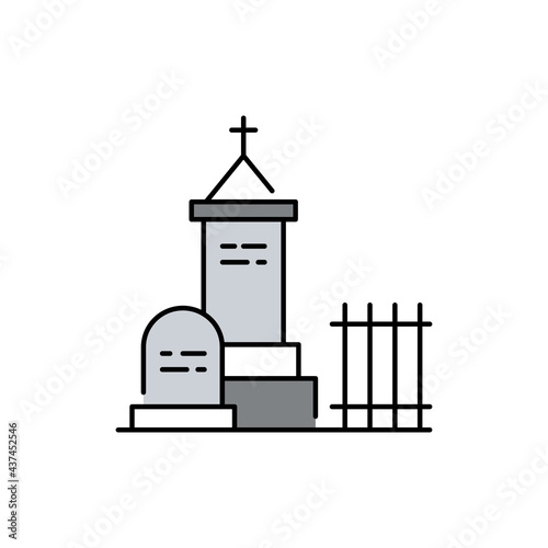  emetery line color icon. Religion. Sign for web page photo